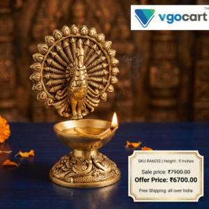 Brass Single Face Peacock Diya – 9”