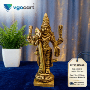 Brass Small Murugan Idol 3”