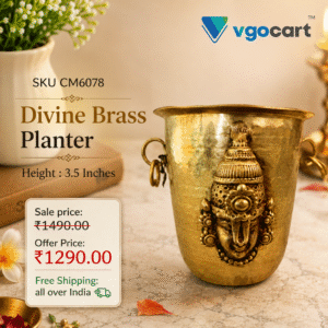 Brass Laxmi Permual Tumbler 3.5”