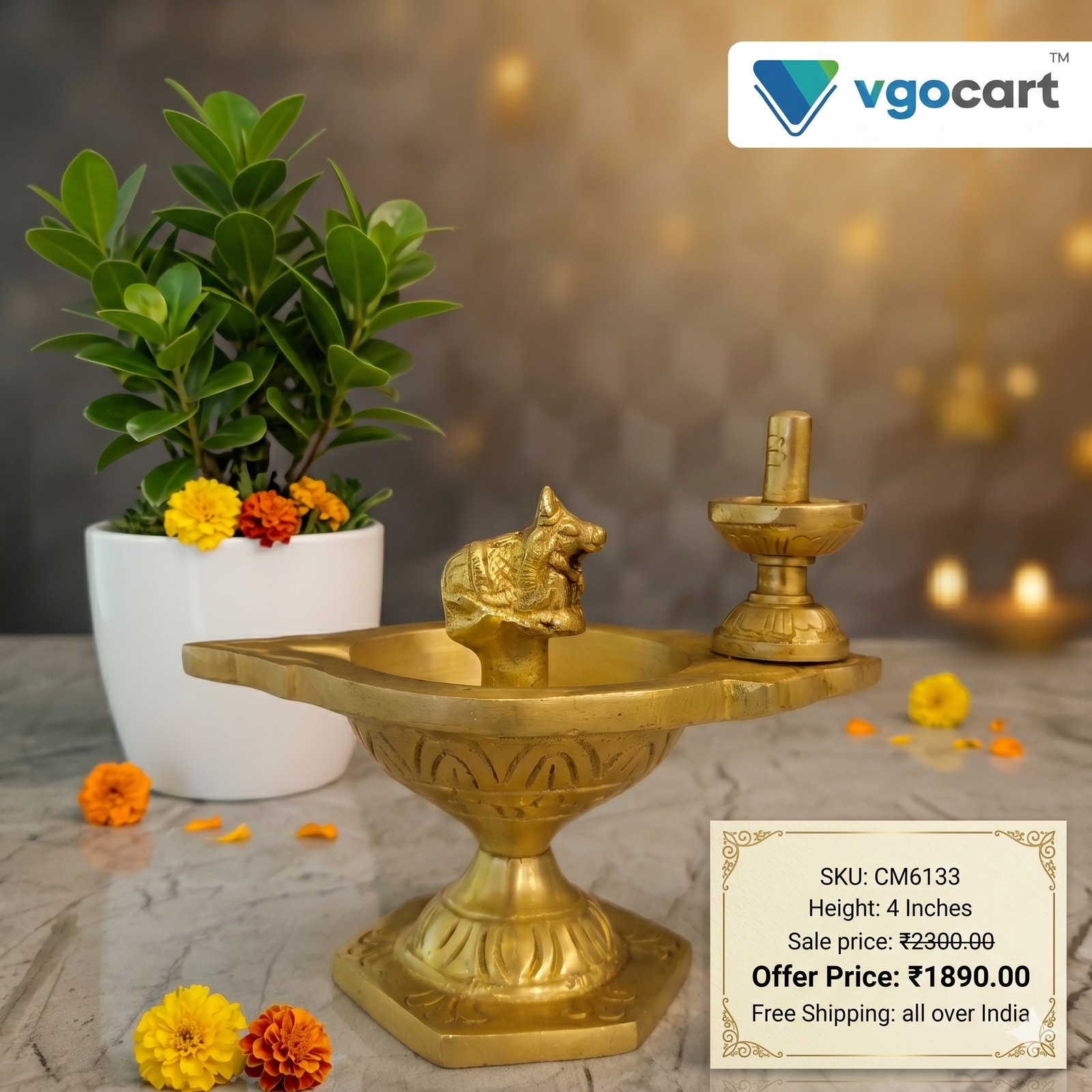 Brass Pradosha diya 4”
