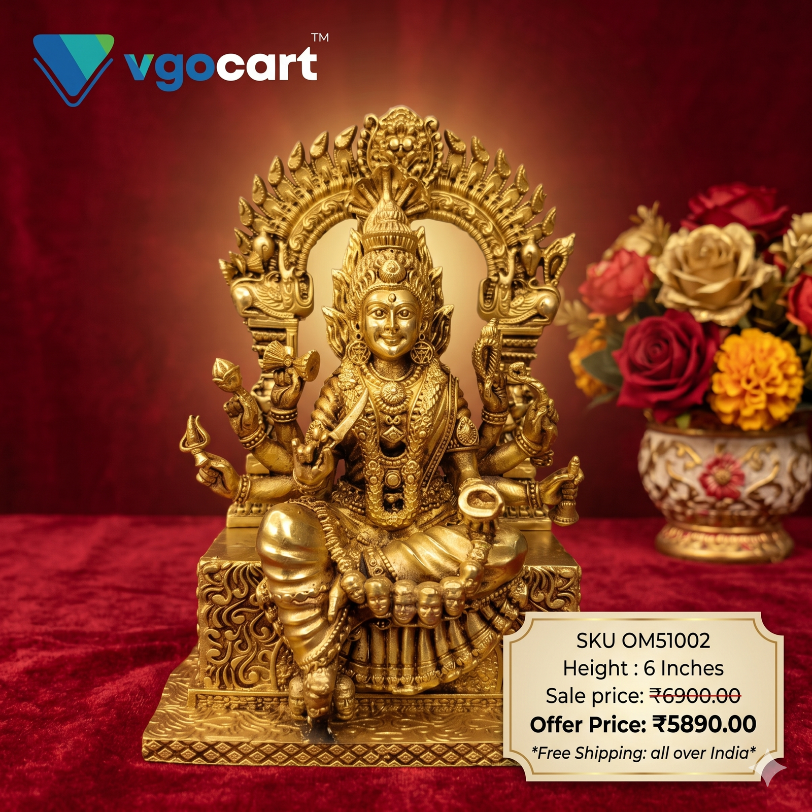 Brass FineArt Samayapuram Mariamman 6”