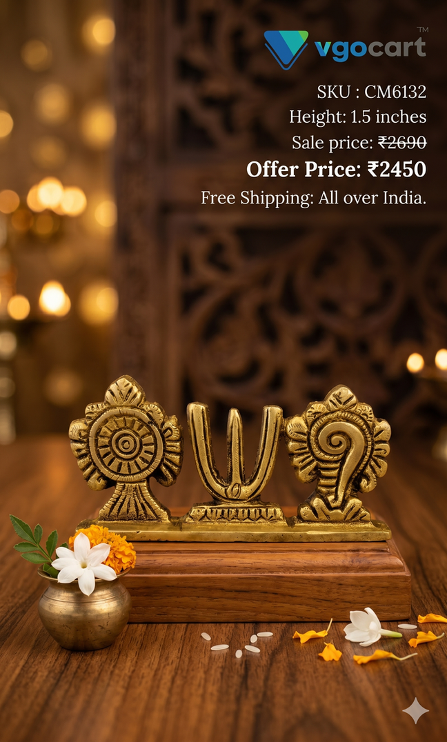 Brass Sangu Chakra Perumal Namam Stand 1.5″