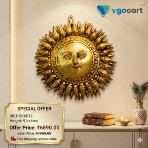 Brass Sun Face Wall Mount – 9”