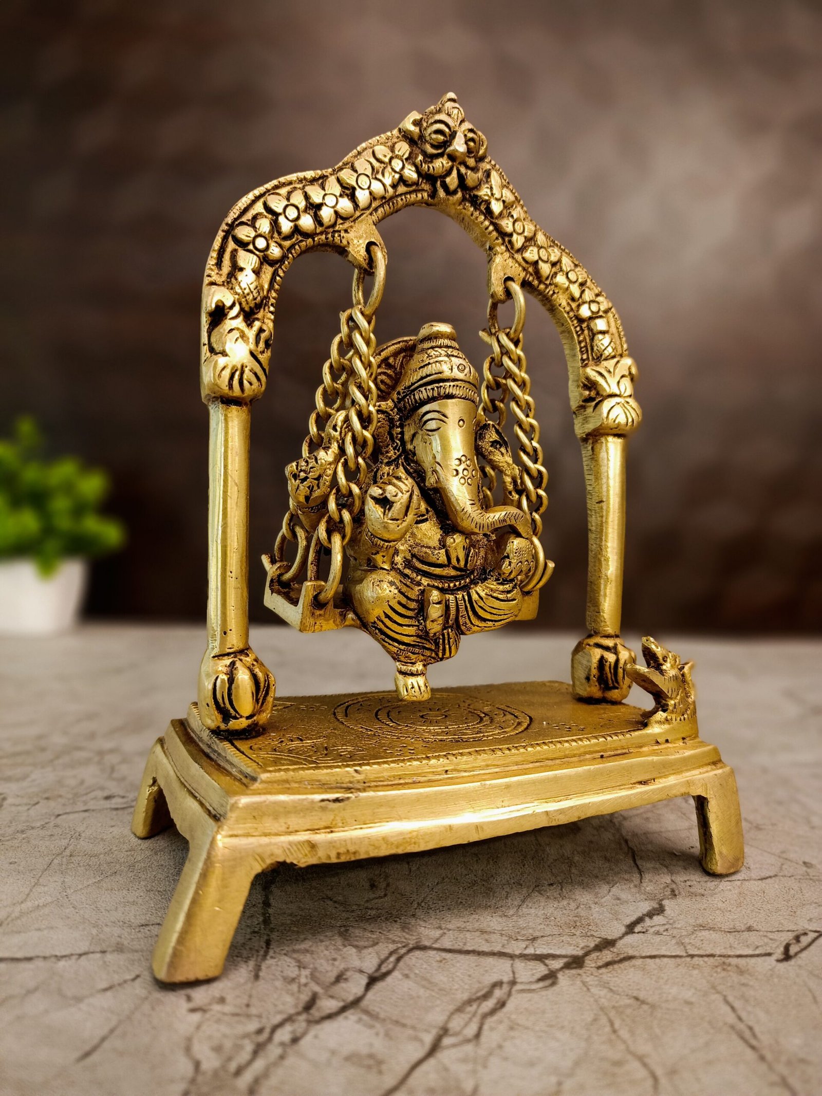 Brass Swing Ganesh Idol – 7.5” - Image 2