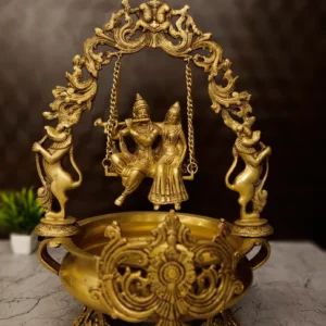 Brass Radha Krishna Uruli Golden Finish 20”
