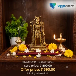 Handcrafted  Brass Karuppasamy Idol | Authentic South Indian Guardian & Kaval Deivam Statue  Product